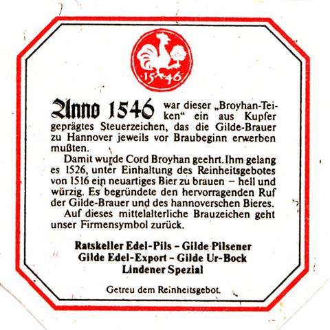hannover h-ni gilde schild 3b (8eck180-anno 1546-schwarzrot)
